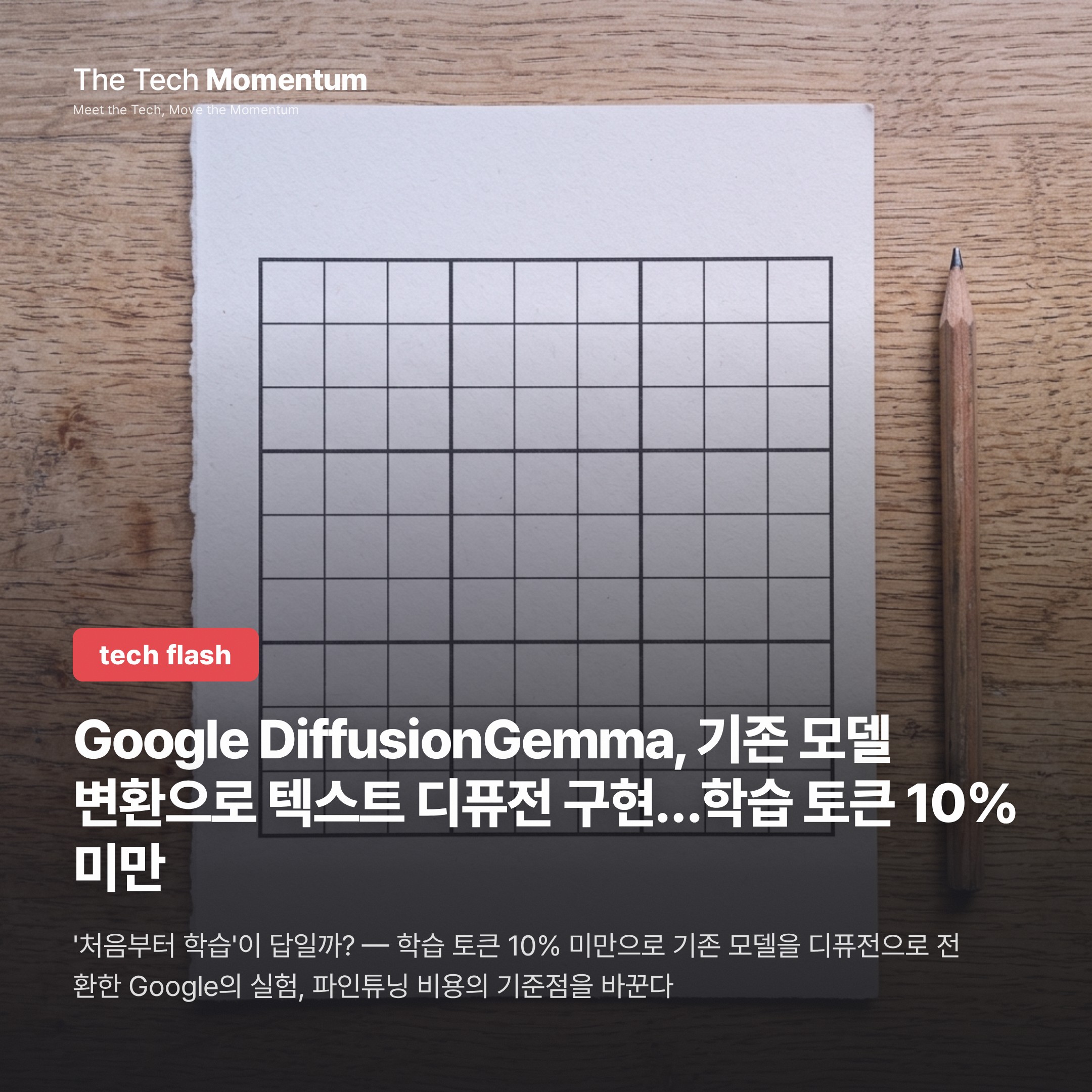 Google DiffusionGemma, 기존 모델 변환으로 텍스트 디퓨전 구현…학습 토큰 10% 미만