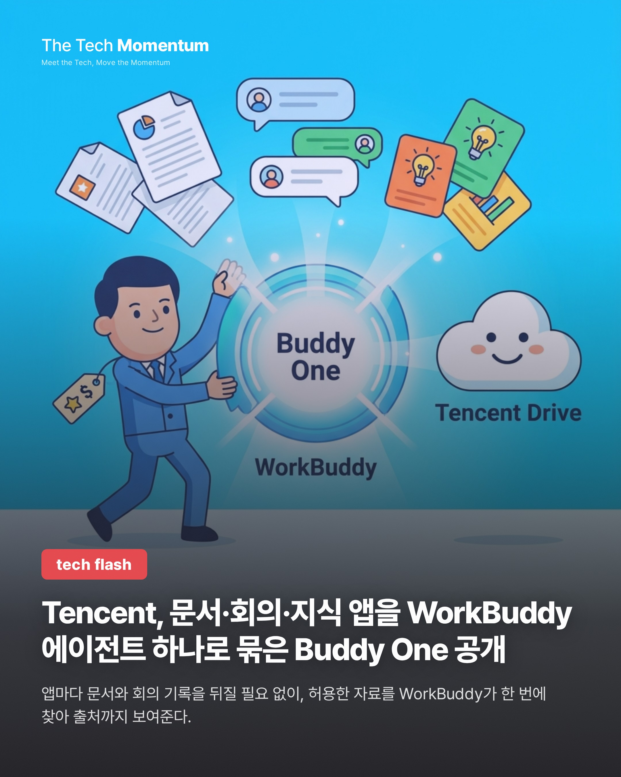 Tencent, 문서·회의·지식 앱을 WorkBuddy 에이전트 하나로 묶은 Buddy One 공개