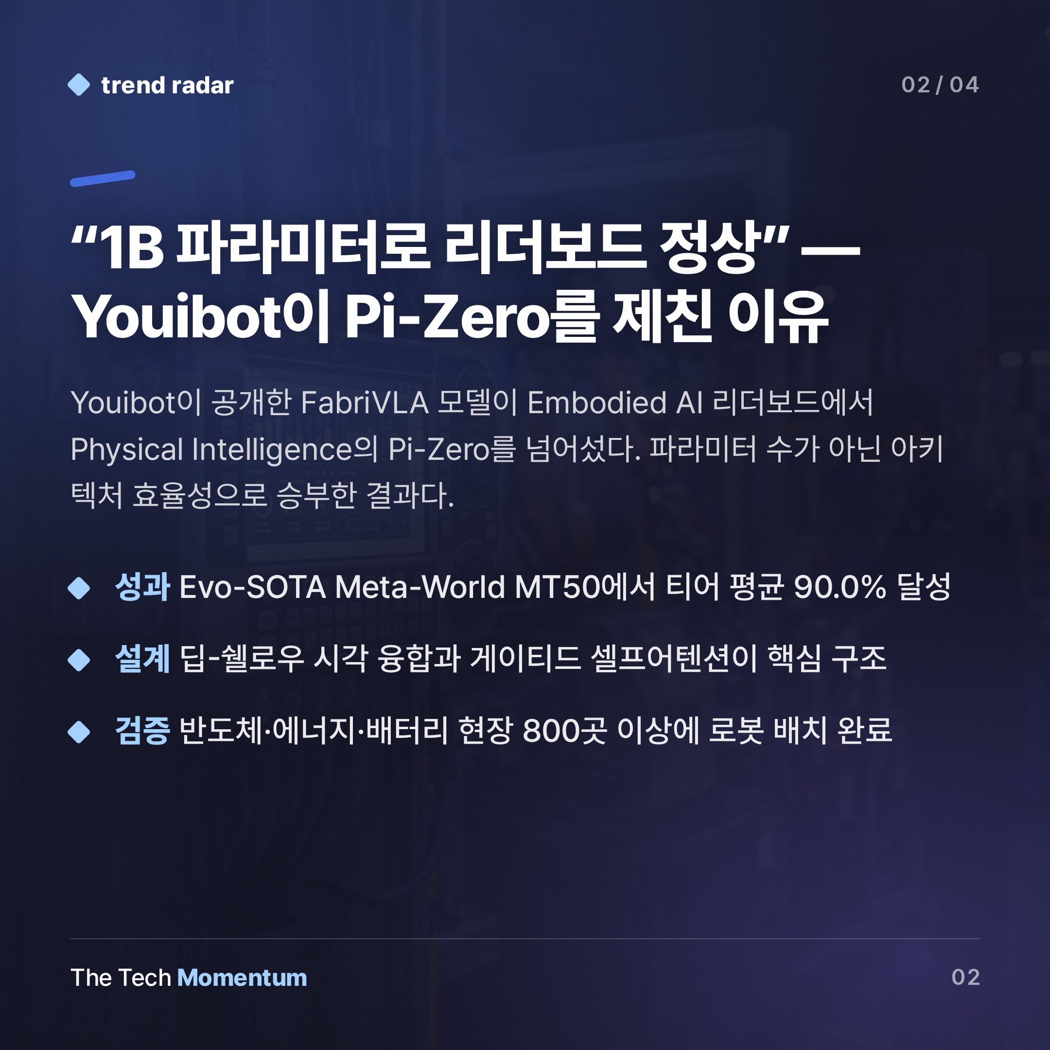 Youibot 1B 모델, Pi-Zero 제쳤다… 임베디드 AI 경쟁축이 바뀐다 (summary)