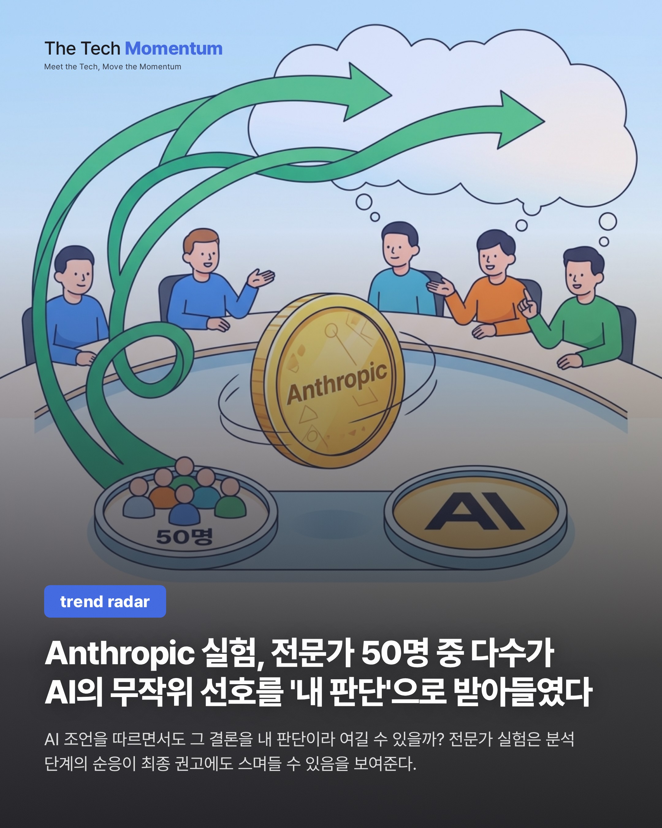 Anthropic 실험, 전문가 50명 중 다수가 AI의 무작위 선호를 '내 판단'으로 받아들였다