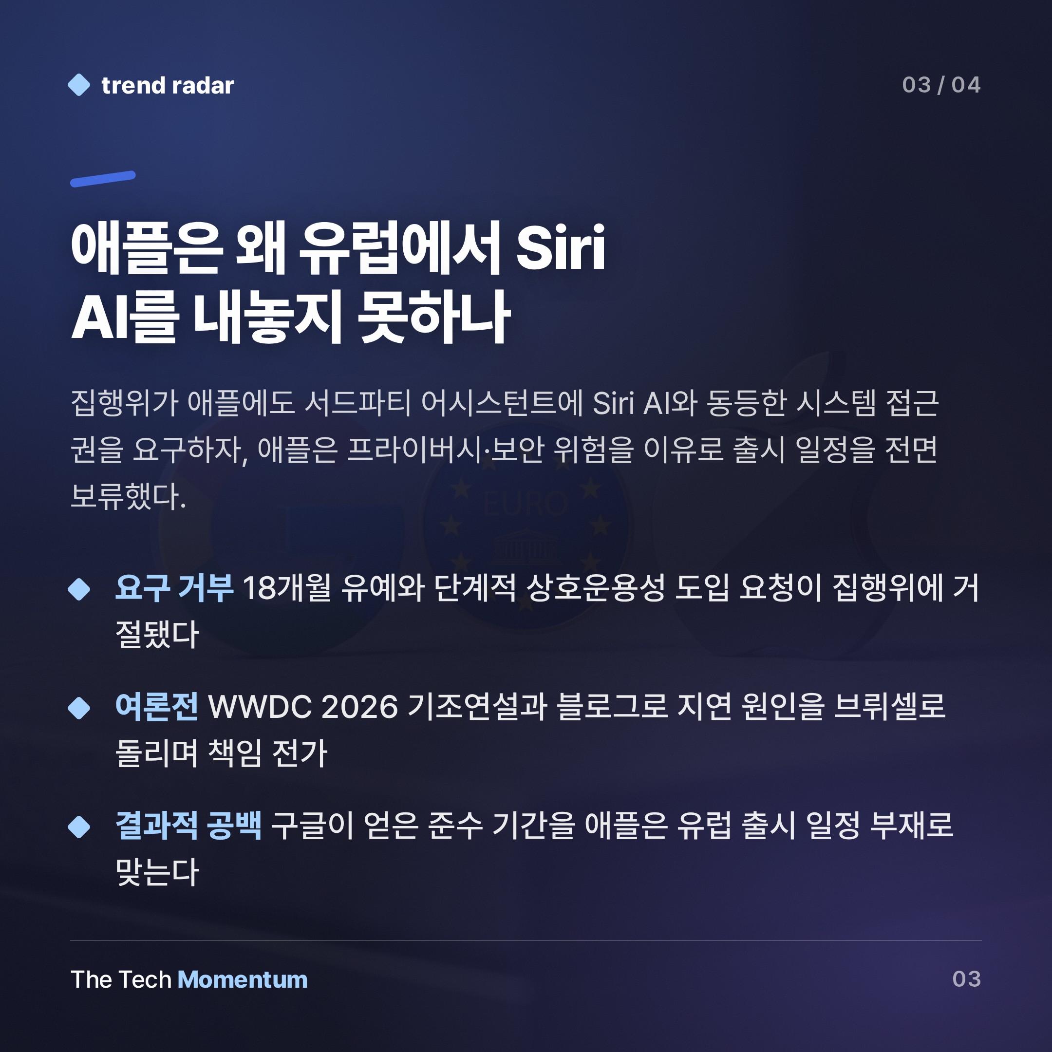 구글, DMA 유예 1년 확보…애플은 Siri AI 출시 일정도 없다 (summary)