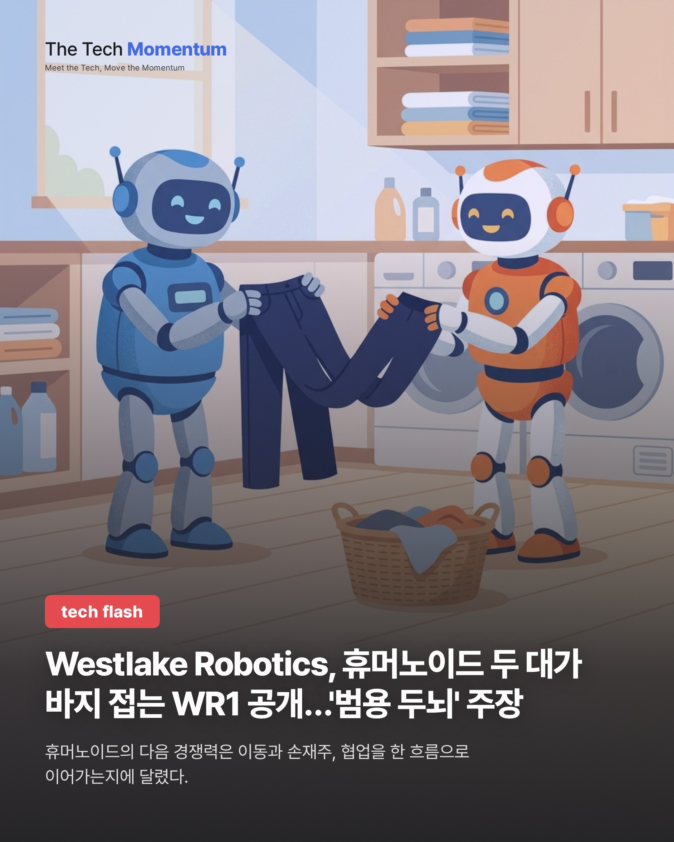 Westlake Robotics, 휴머노이드 두 대가 바지 접는 WR1 공개…'범용 두뇌' 주장