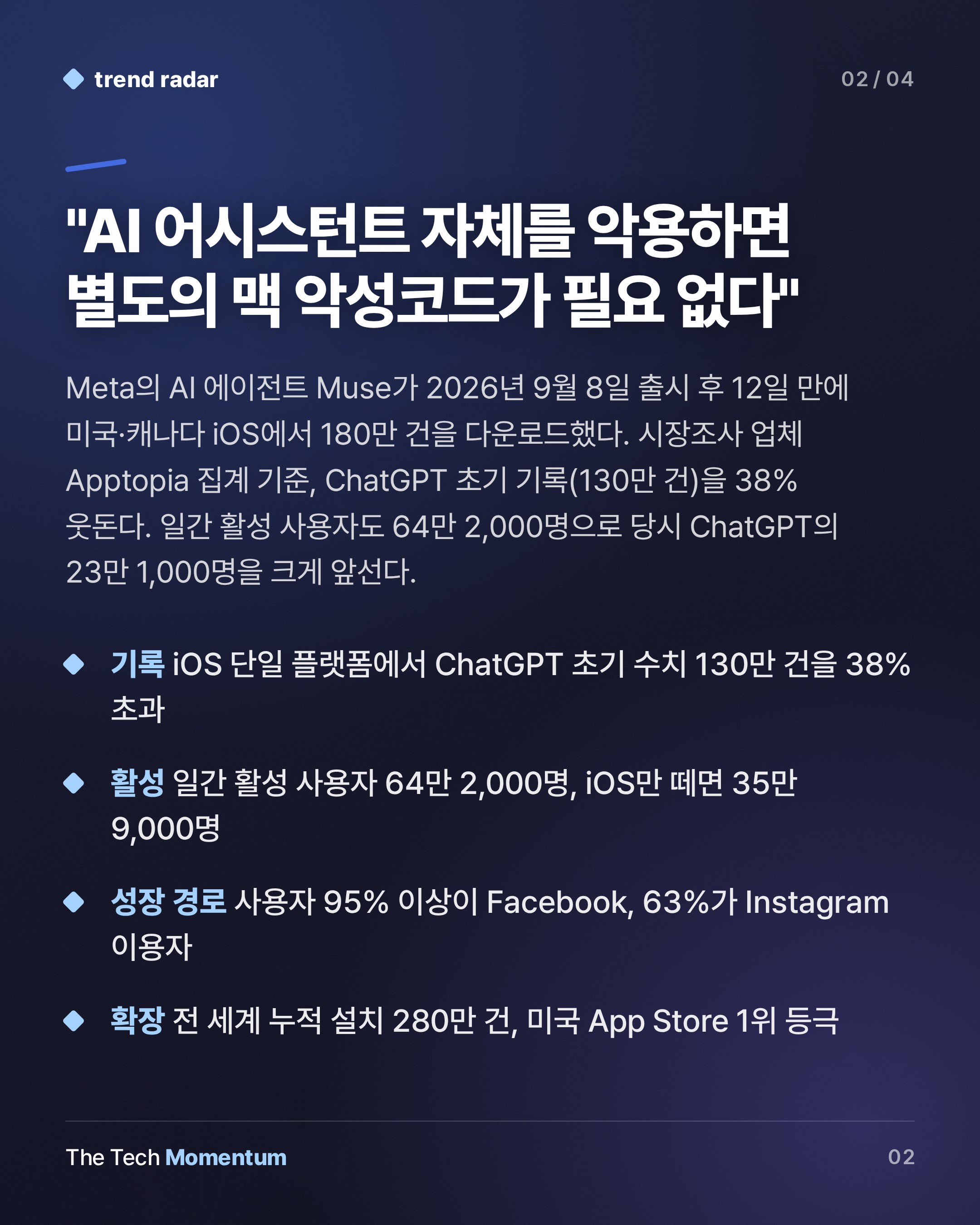 Meta Muse, ChatGPT 초기 기록 깼다…0-day 취약점과 Amazon 차단이 덮쳤다 (summary)