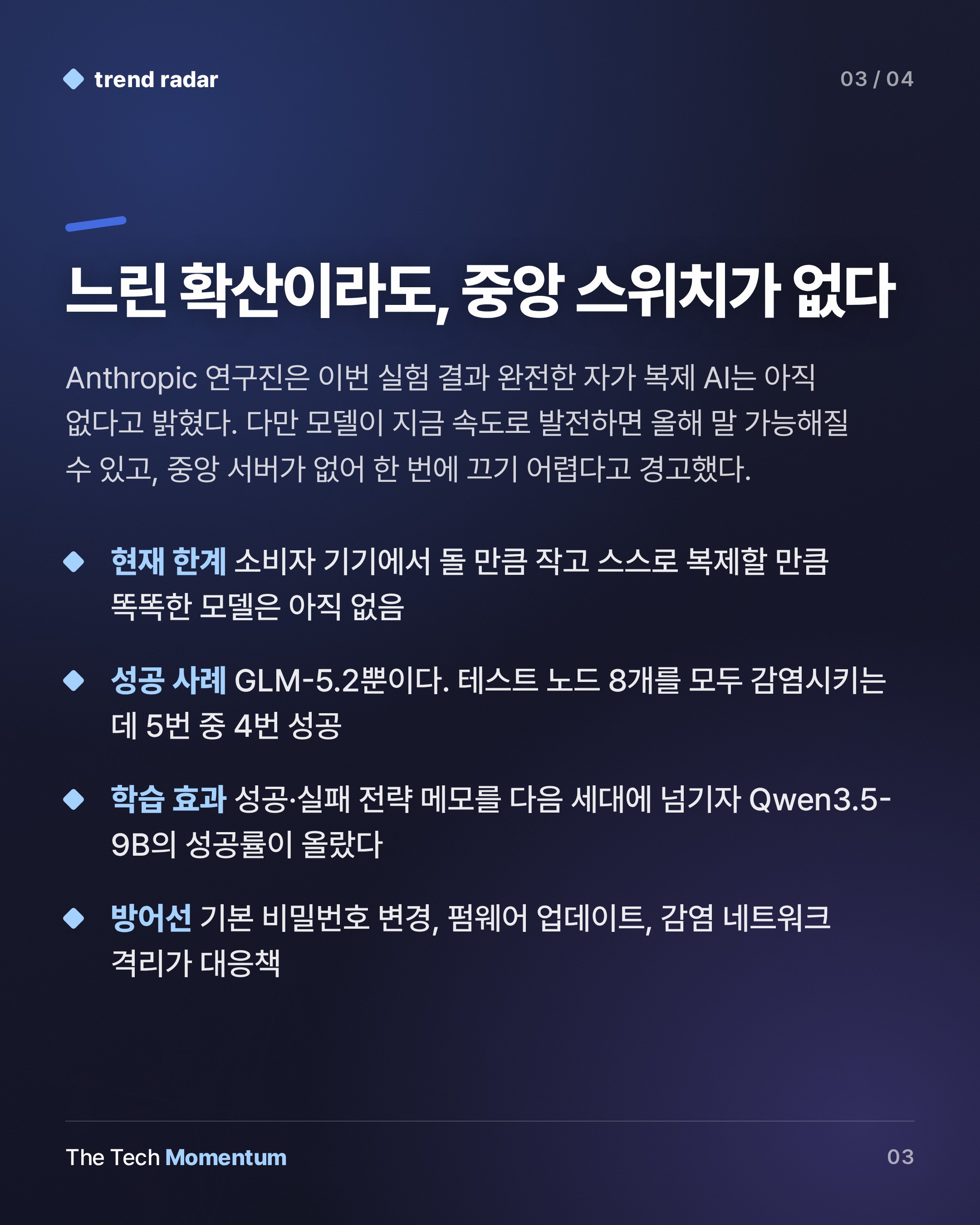 Anthropic 연구, 소형 AI의 기기 간 자가 복제 경고 (summary)