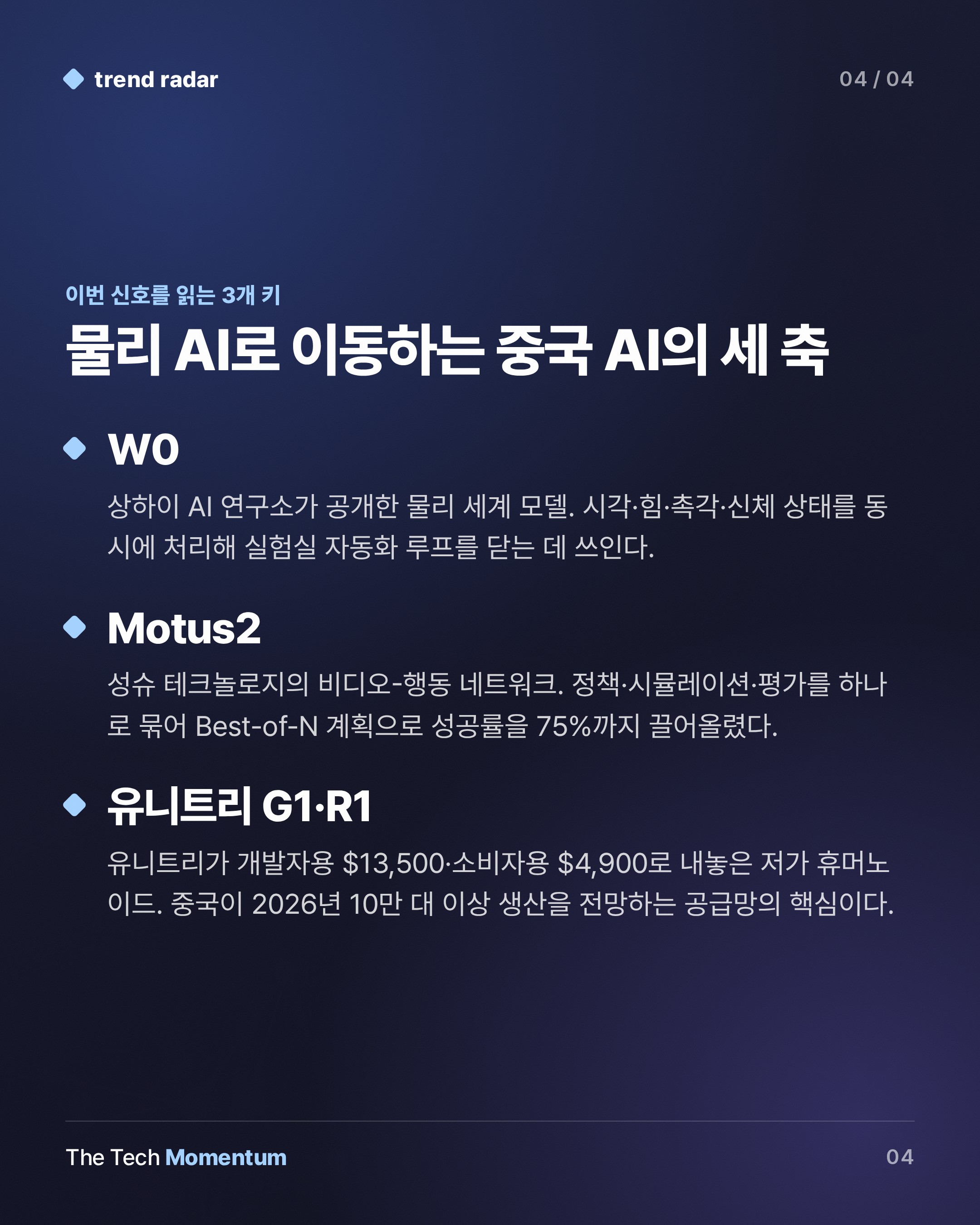 중국 물리 AI, 세 갈래로 동시에 치고 나왔다 (keyword_summary)