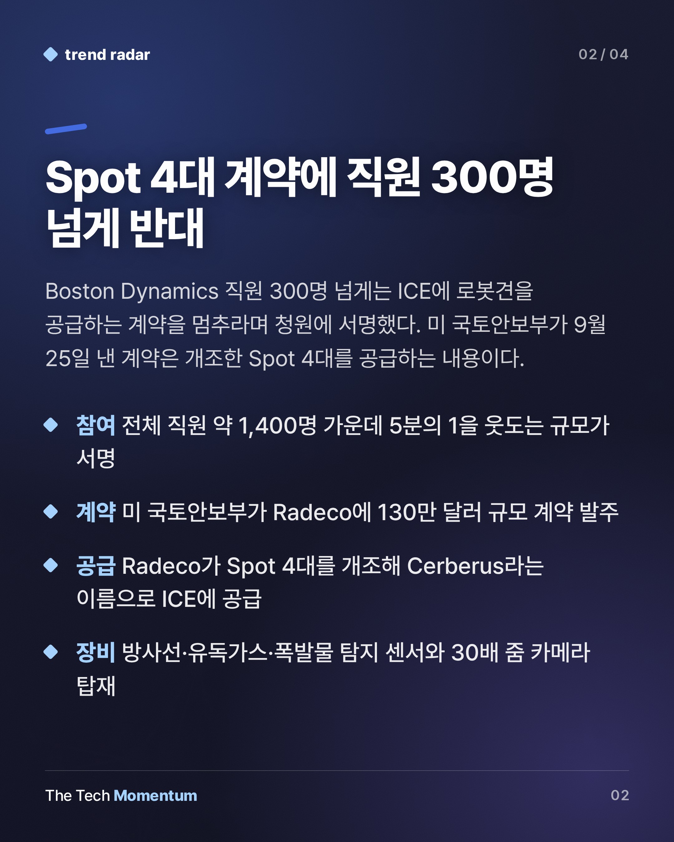 Boston Dynamics 직원 300여 명, ICE 로봇견 납품 반대 서명… 경영진은 계약 유지 (summary)