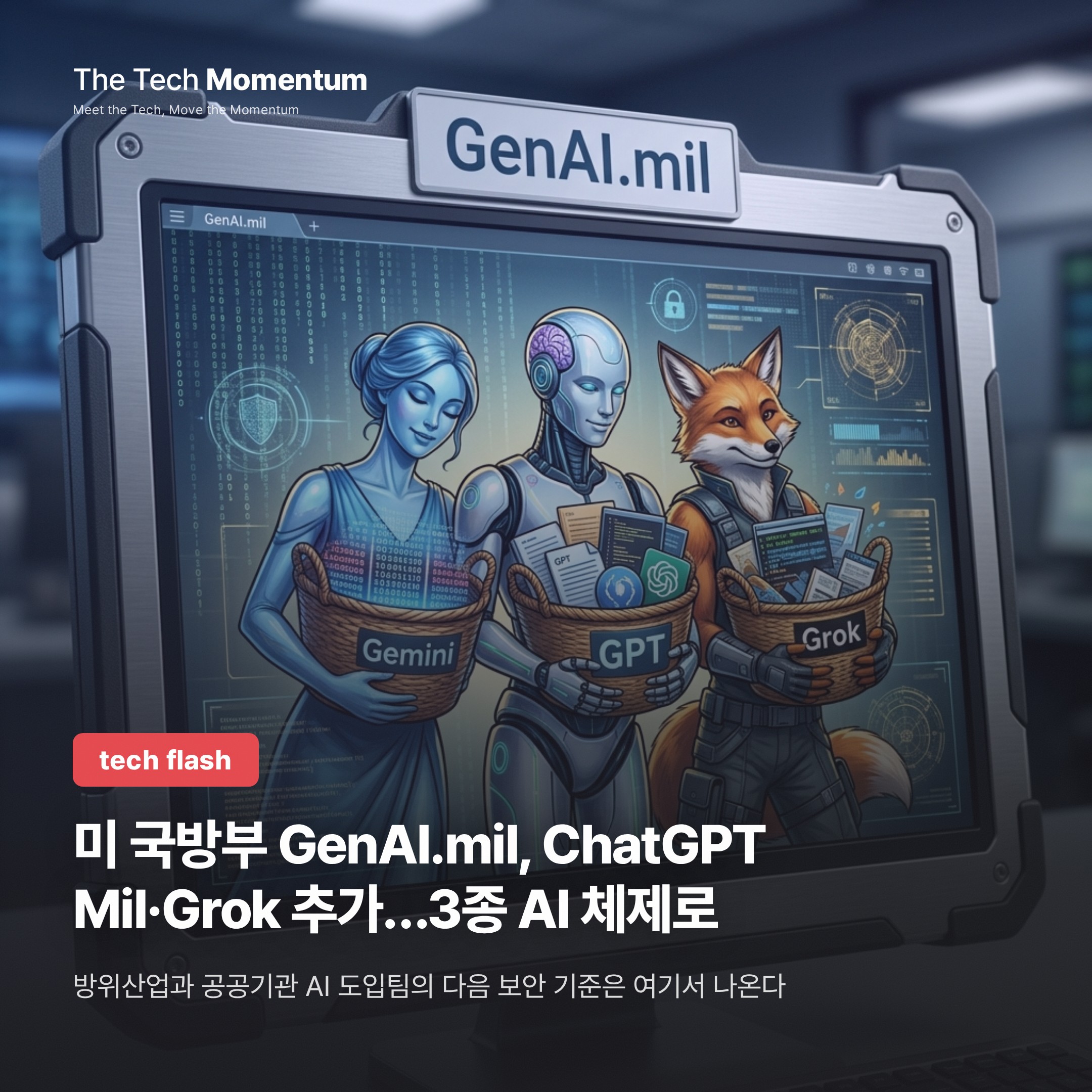 미 국방부 GenAI.mil, ChatGPT Mil·Grok 추가…3종 AI 체제로