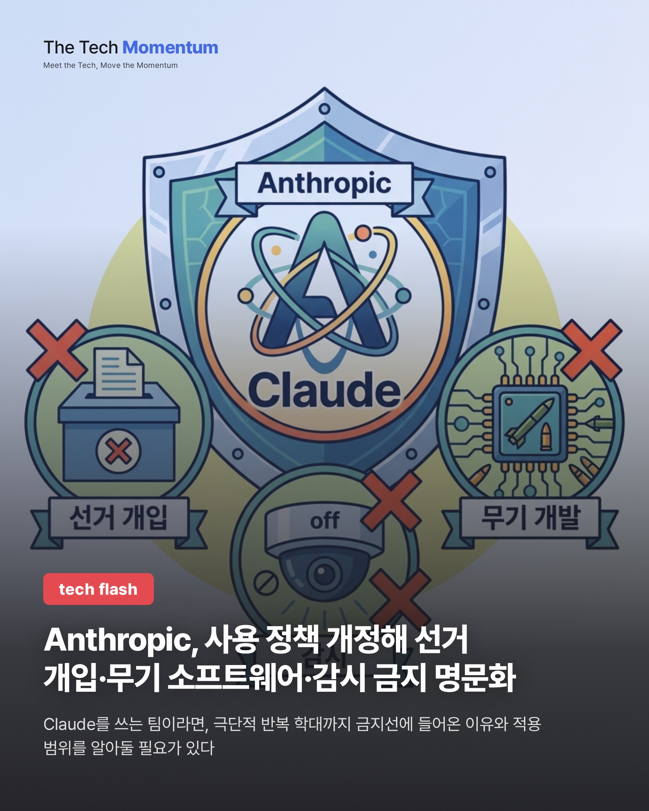 Anthropic, 사용 정책 개정해 선거 개입·무기 소프트웨어·감시 금지 명문화
